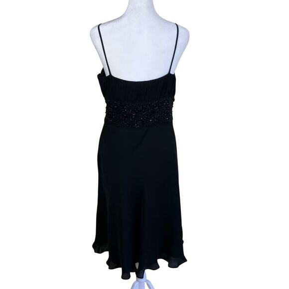 Ann Taylor 100% Silk Y2K Babydoll Prom Dress Midi Spaghetti Straps Beaded Flowy - Picture 5 of 16